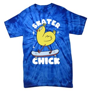 Skater Chick Cute Chicken Skateboard Skateboarding Gift Tie-Dye T-Shirt