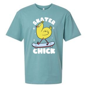 Skater Chick Cute Chicken Skateboard Skateboarding Gift Sueded Cloud Jersey T-Shirt