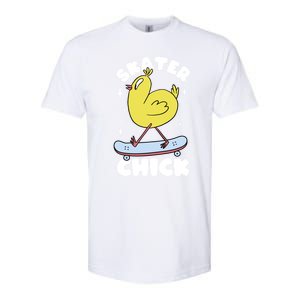 Skater Chick Cute Chicken Skateboard Skateboarding Gift Softstyle CVC T-Shirt