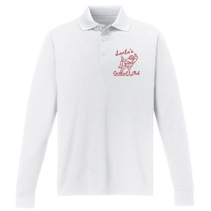 SantaS Cocktail Club North Pole Distillery Performance Long Sleeve Polo