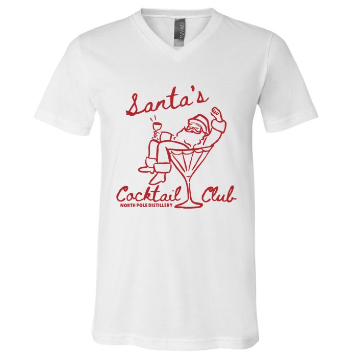 SantaS Cocktail Club North Pole Distillery V-Neck T-Shirt