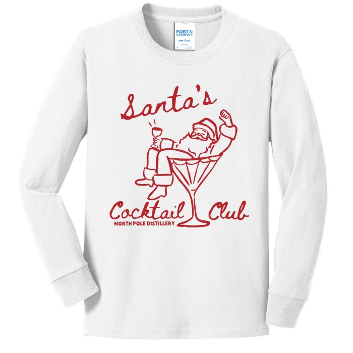 SantaS Cocktail Club North Pole Distillery Kids Long Sleeve Shirt