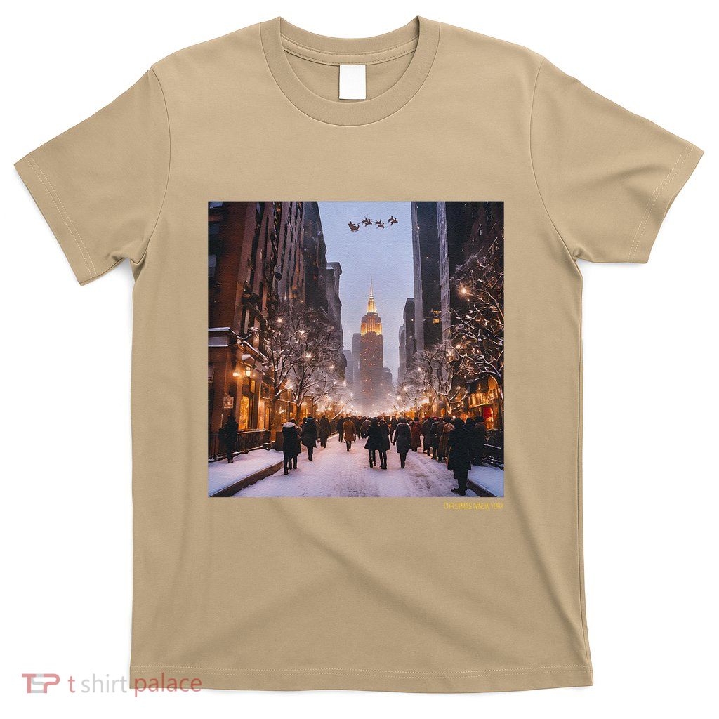 Snowy City Christmas Scene T-Shirt