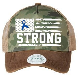 Strong Colon Cancer Awareness Flag Legacy Tie Dye Trucker Hat