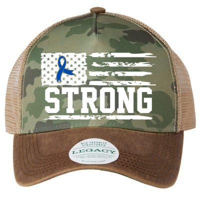 Strong Colon Cancer Awareness Flag Legacy Tie Dye Trucker Hat