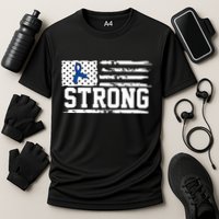 Strong Colon Cancer Awareness Flag Cooling Performance Crew T-Shirt