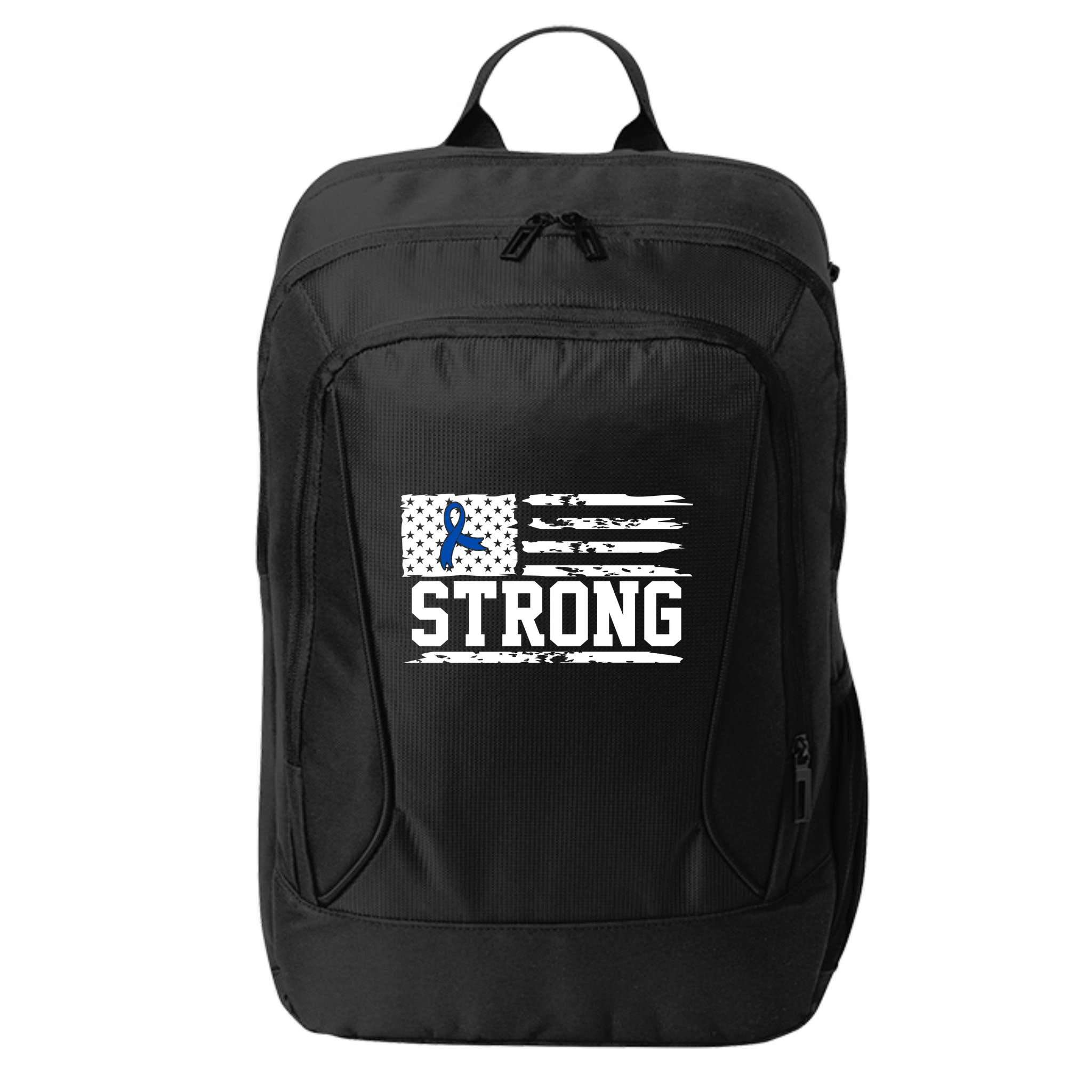 Strong Colon Cancer Awareness Flag City Backpack