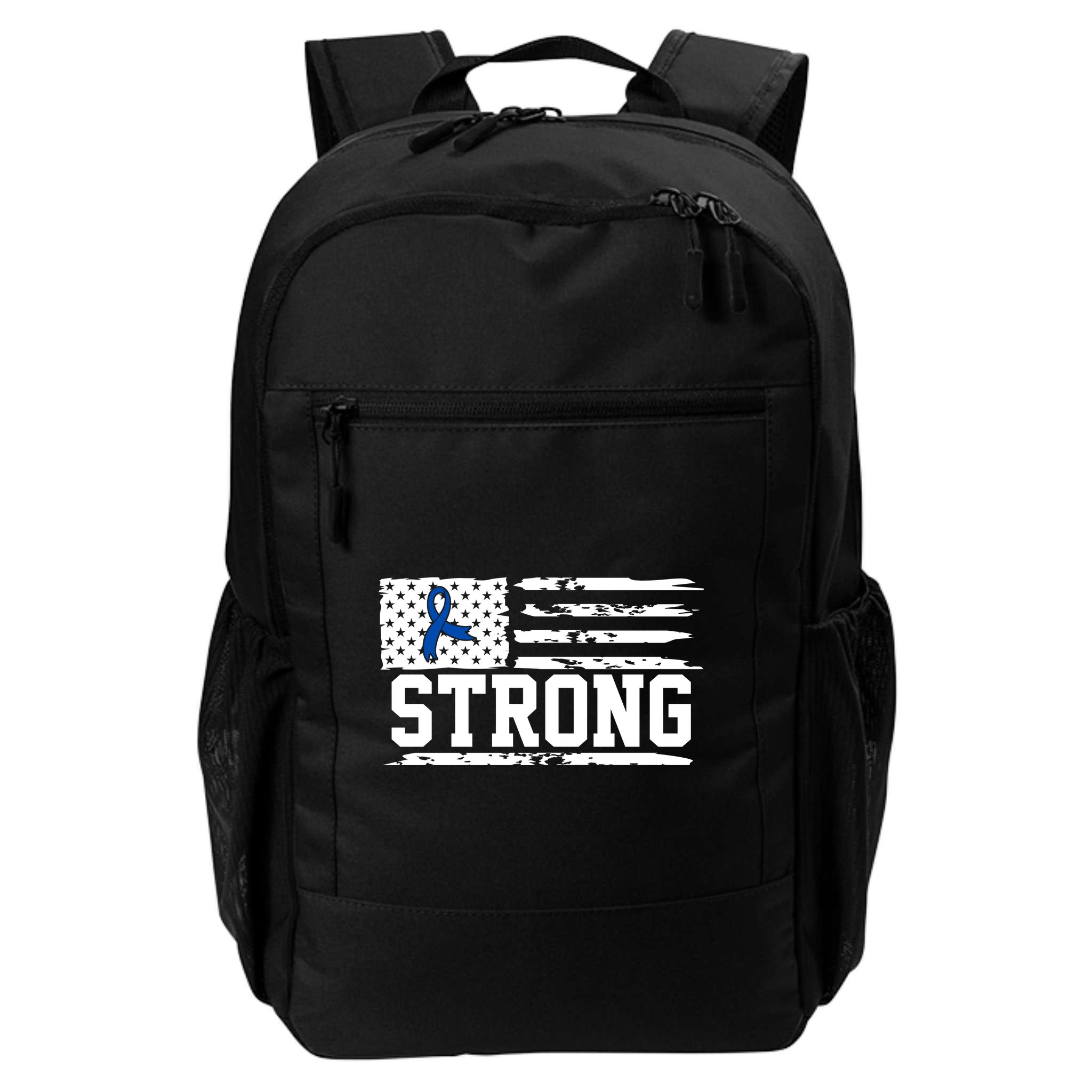 Strong Colon Cancer Awareness Flag Backpack