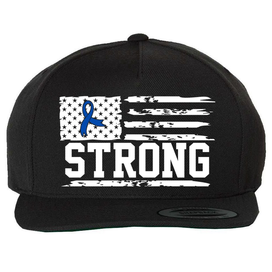 Strong Colon Cancer Awareness Flag Wool Snapback Cap