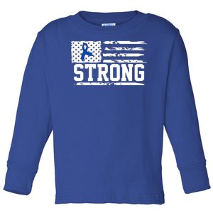 Strong Colon Cancer Awareness Flag Toddler Long Sleeve Shirt