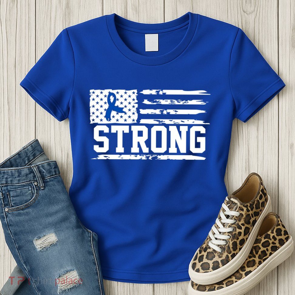 Strong Colon Cancer Awareness Flag Womens T-Shirt