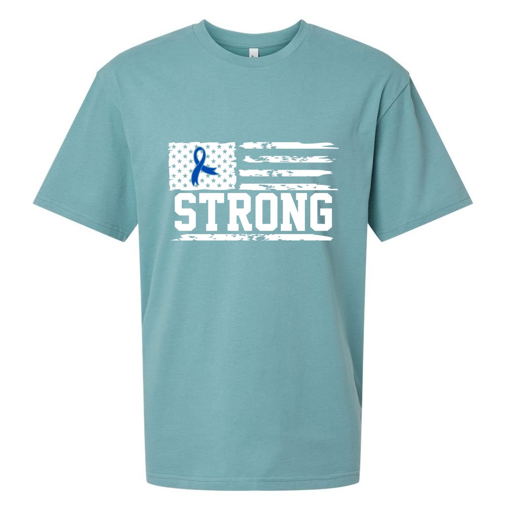 Strong Colon Cancer Awareness Flag Sueded Cloud Jersey T-Shirt