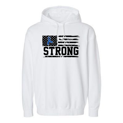 Strong Colon Cancer Awareness Flag Garment-Dyed Fleece Hoodie