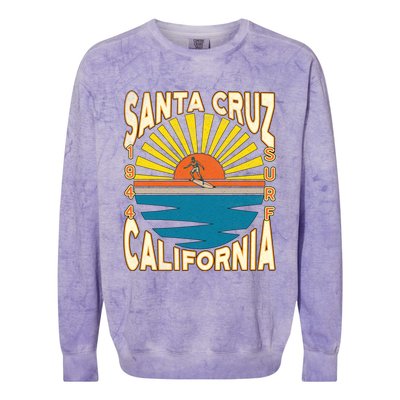 Santa Cruz California Retro Surfing Vintage Skateboarding Meaningful Gift Colorblast Crewneck Sweatshirt