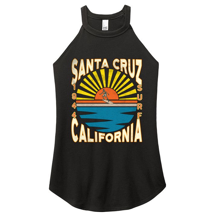 Santa Cruz California Retro Surfing Vintage Skateboarding Meaningful Gift Women's Perfect Tri Rocker Tank