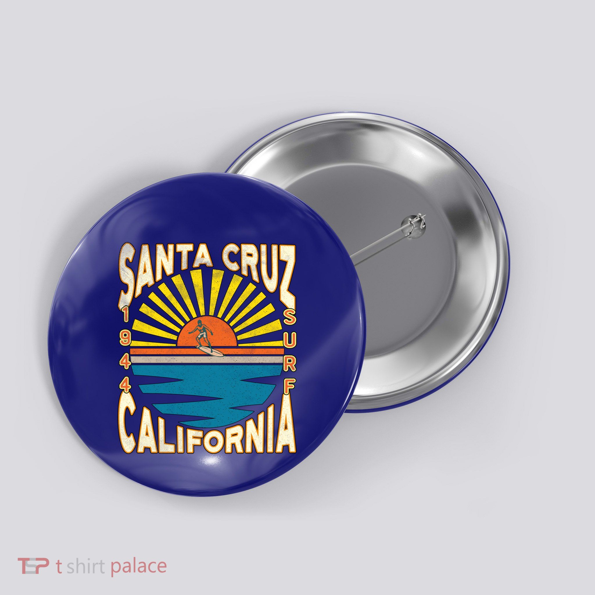 Santa Cruz California Retro Surfing Vintage Skateboarding Meaningful Gift Button