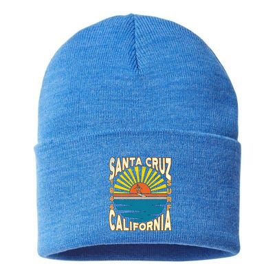 Santa Cruz California Retro Surfing Vintage Skateboarding Meaningful Gift Sustainable Knit Beanie