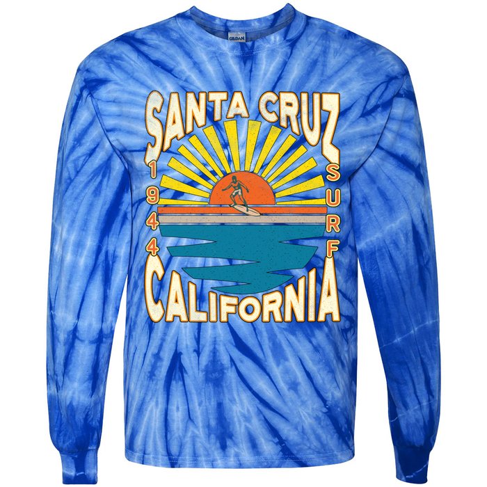 Santa Cruz California Retro Surfing Vintage Skateboarding Meaningful Gift Tie-Dye Long Sleeve Shirt