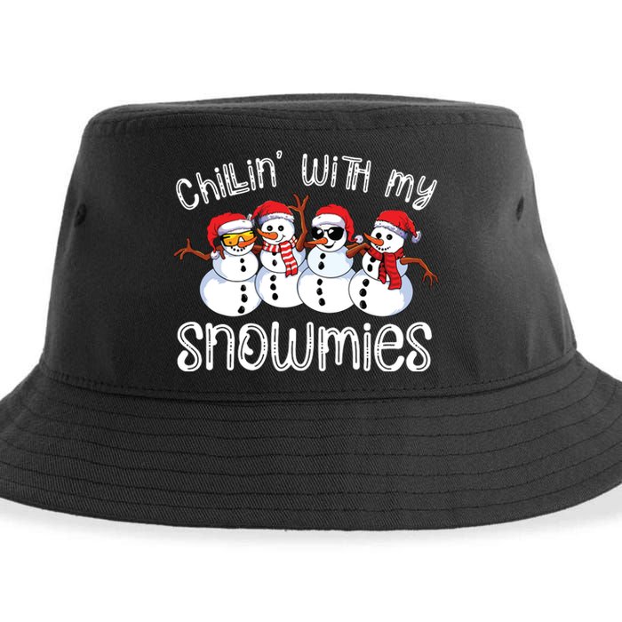 Snowman Christmas Chillin With My Snowmies Ugly Gift Sustainable Bucket Hat