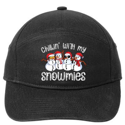 Snowman Christmas Chillin With My Snowmies Ugly Gift 7-Panel Snapback Hat