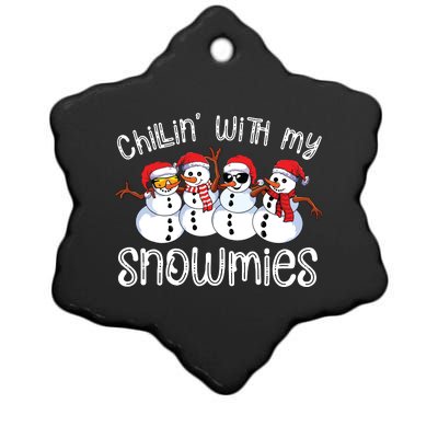 Snowman Christmas Chillin With My Snowmies Ugly Gift Ceramic Star Ornament