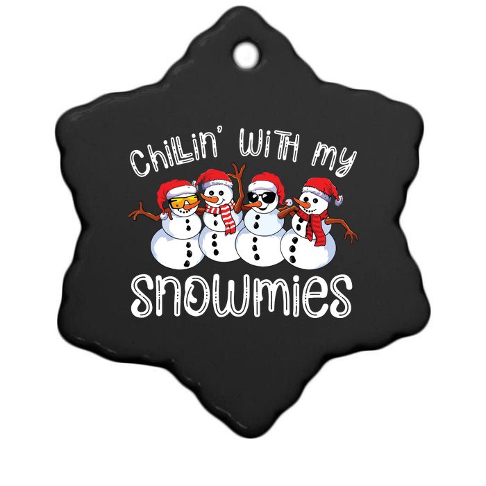 Snowman Christmas Chillin With My Snowmies Ugly Gift Ceramic Star Ornament