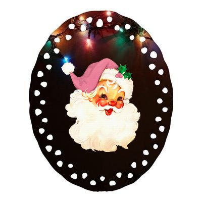 Santa Claus Christmas Design Ceramic Oval Ornament