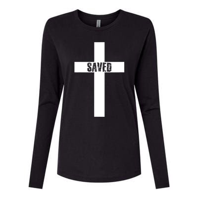 Saved Cross Christian Inspirational Design Womens Cotton Relaxed Long Sleeve T-Shirt