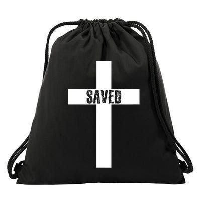 Saved Cross Christian Inspirational Design Drawstring Bag