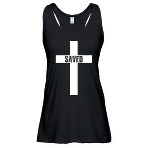 Saved Cross Christian Inspirational Design Ladies Essential Flowy Tank