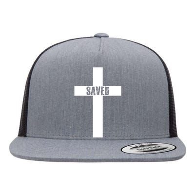 Saved Cross Christian Inspirational Design Flat Bill Trucker Hat