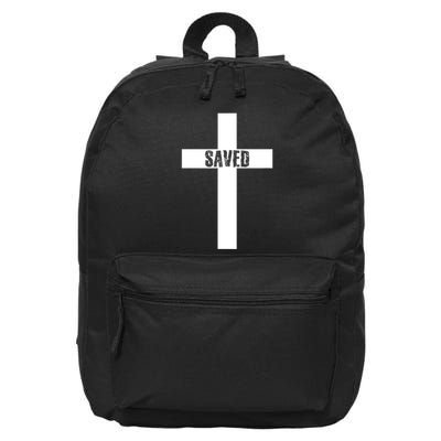 Saved Cross Christian Inspirational Design 16 in Basic Backpack