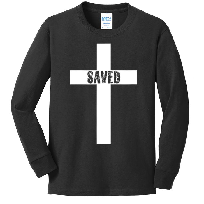 Saved Cross Christian Inspirational Design Kids Long Sleeve Shirt