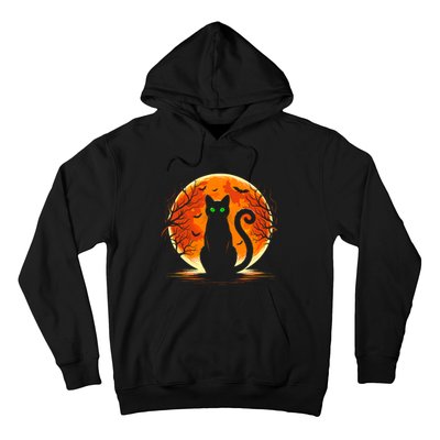 Scary Cat Costume Retro Moon Cat Hoodie