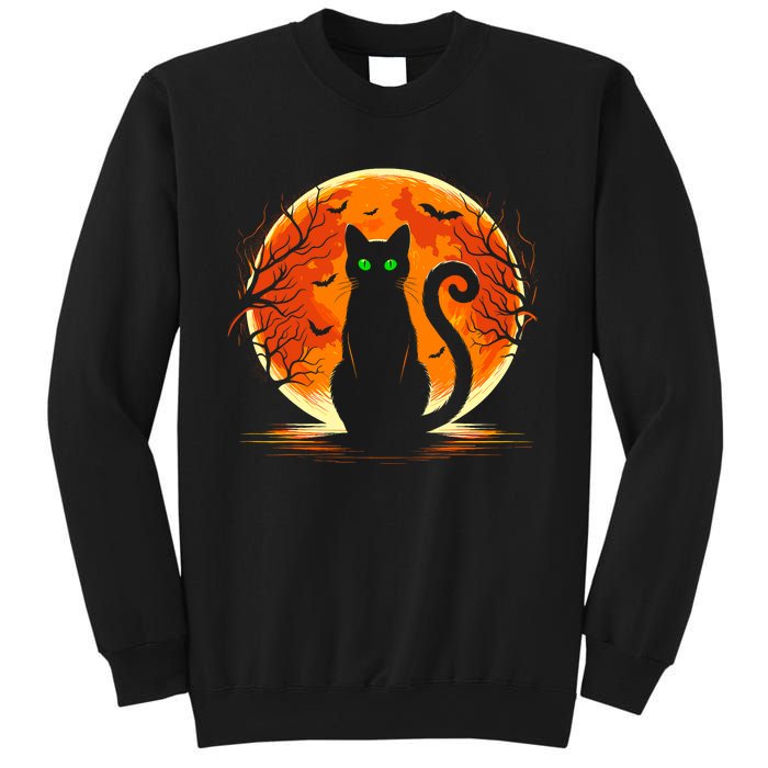 Scary Cat Costume Retro Moon Cat Sweatshirt