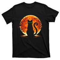 Scary Cat Costume Retro Moon Cat T-Shirt