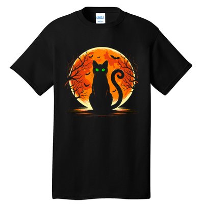 Scary Cat Costume Retro Moon Cat Tall T-Shirt