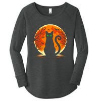 Scary Cat Costume Retro Moon Cat Women's Perfect Tri Tunic Long Sleeve Shirt