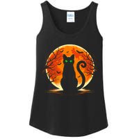 Scary Cat Costume Retro Moon Cat Ladies Essential Tank