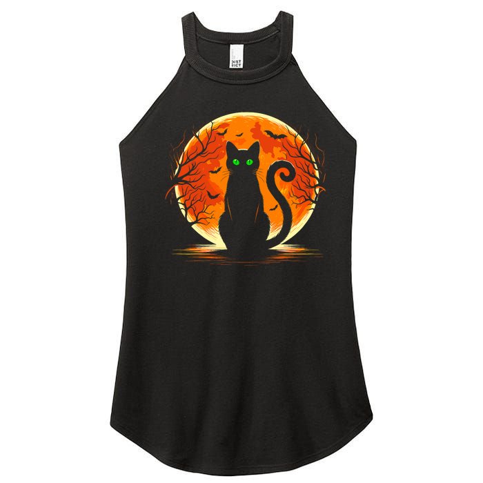 Scary Cat Costume Retro Moon Cat Women's Perfect Tri Rocker Tank