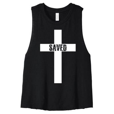 Saved Cross Christian Inspirational Women's Racerback Cropped Tank