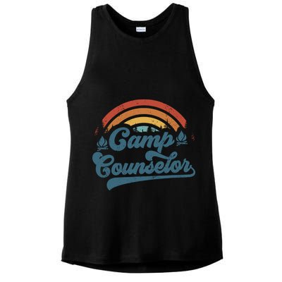 Summer Camp Counselor Staff Groovy Rainbow Camp Counselor Ladies PosiCharge Tri-Blend Wicking Tank