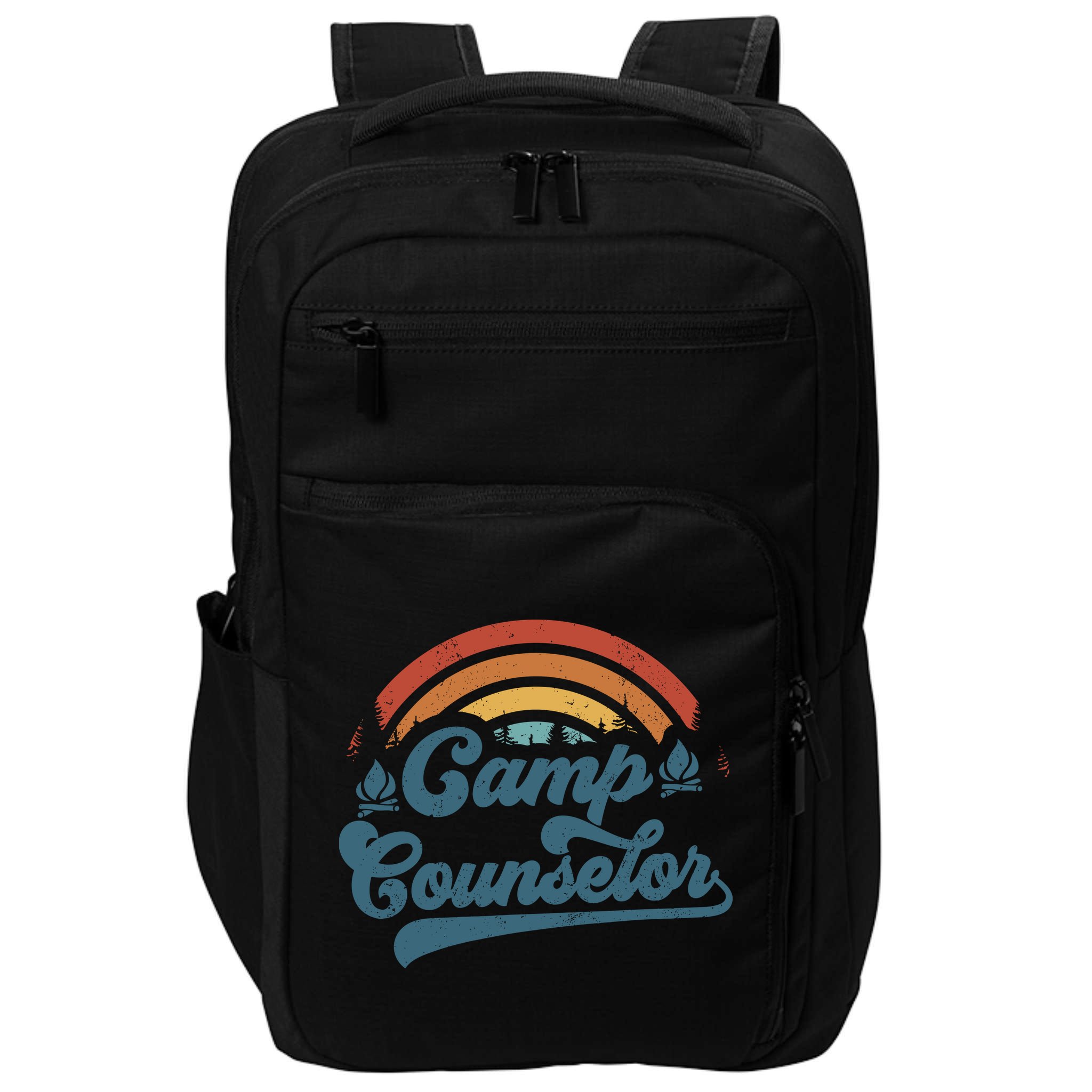 Summer Camp Counselor Staff Groovy Rainbow Camp Counselor Impact Tech Backpack