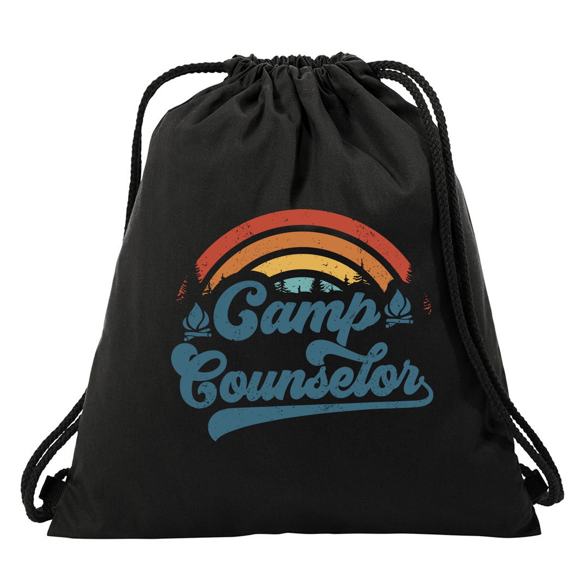 Summer Camp Counselor Staff Groovy Rainbow Camp Counselor Drawstring Bag