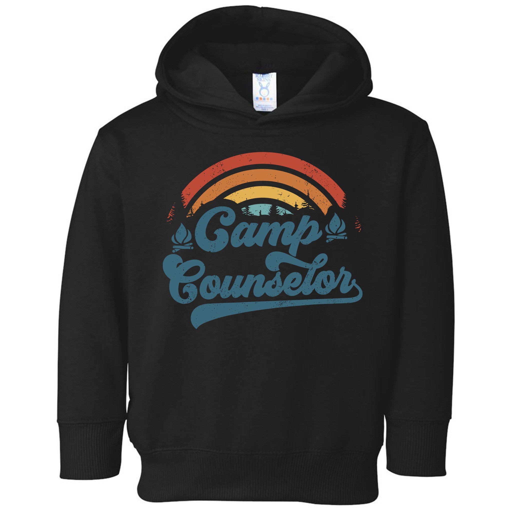 Summer Camp Counselor Staff Groovy Rainbow Camp Counselor Toddler Hoodie