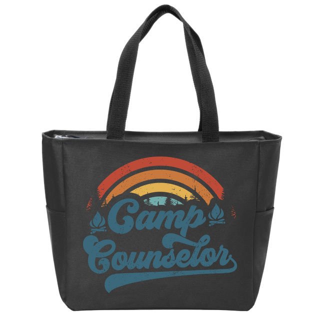 Summer Camp Counselor Staff Groovy Rainbow Camp Counselor Zip Tote Bag
