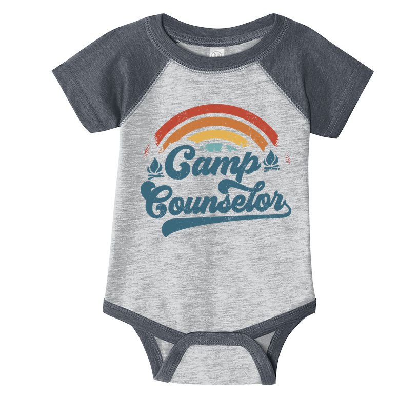Summer Camp Counselor Staff Groovy Rainbow Camp Counselor Infant Baby Jersey Bodysuit