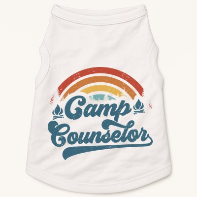 Summer Camp Counselor Staff Groovy Rainbow Camp Counselor Doggie Tank