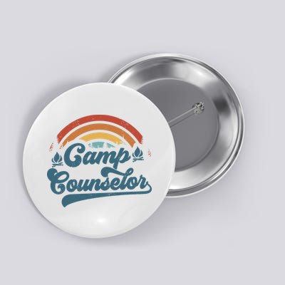 Summer Camp Counselor Staff Groovy Rainbow Camp Counselor Button