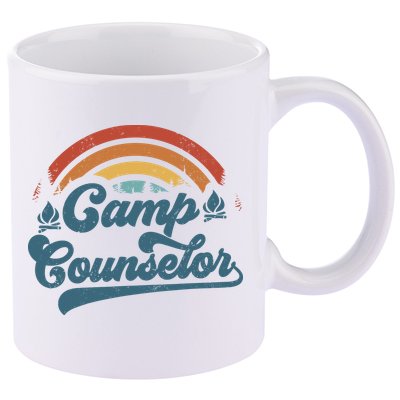 Summer Camp Counselor Staff Groovy Rainbow Camp Counselor 11oz C Handle Ceramic Mug